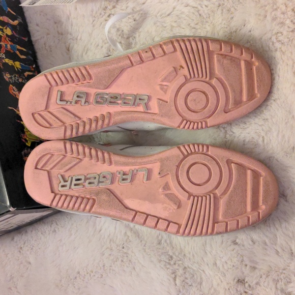 Vintage L.A. Gear white and pink double laced shooters low tops - Picture 5 of 7